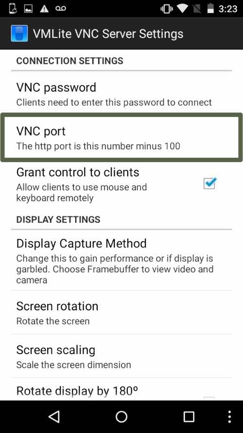 VNC Port Setting VMLite VNC Server