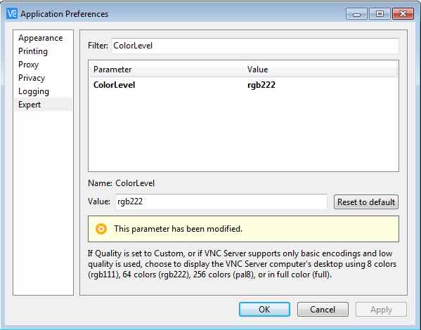 Color Settings Windows VNC Viewer