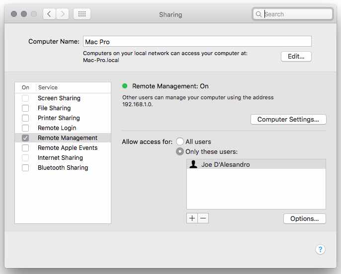 Remote Sharing Mac