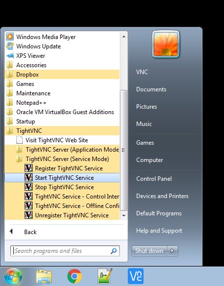 TightVNC Folder Start Menu